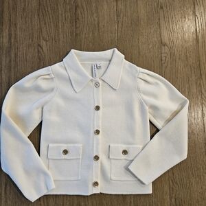Janie and Jack Cream Preppy Long Sleeve Button-down Cardigan Size 6